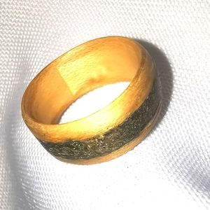 Canadian Maple Bentwood Ring with Bronze shaving inlay, size 7